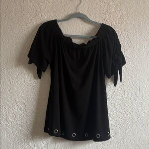 Bellini Black Blouse with Silver Accents